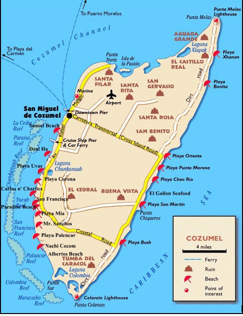 Map of Cozumel, Mexico