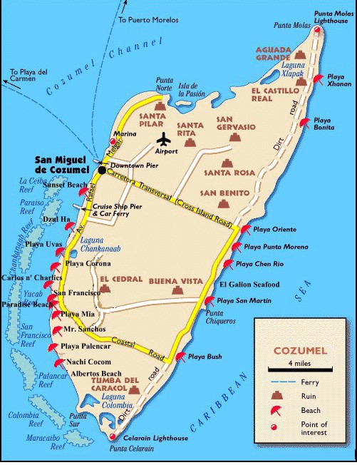 Map of Cozumel, Mexico