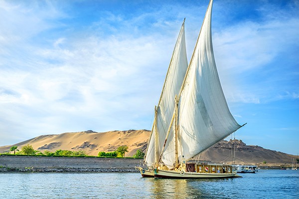 Traditional Felucca Sailing Boat in Egypt