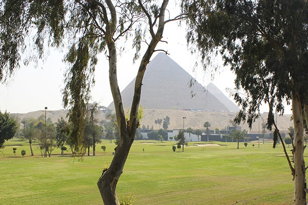 Golf Course in Egypt with Great Pyramids