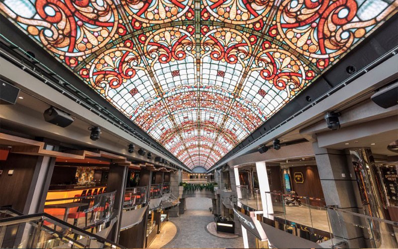 The LED ceiling on the MSC Meraviglia