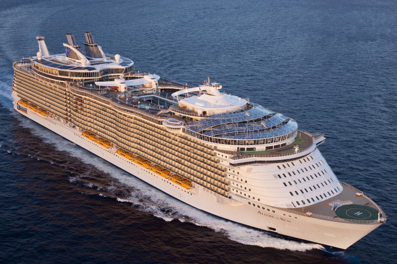 Aerial view of Royal Caribbean cruise ship 