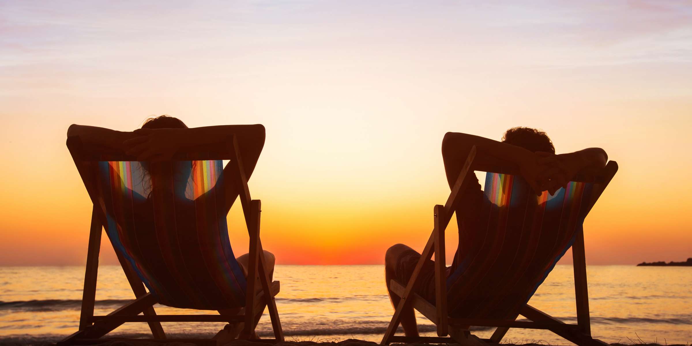 Lounge chairs in the sunset