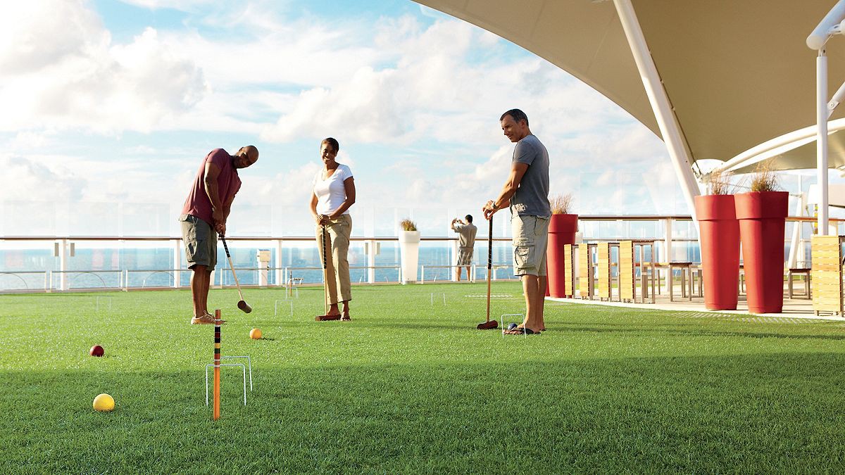 Playing croquet aboard Celebrity Equinox